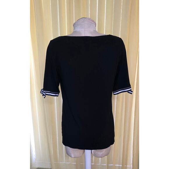 Ann Taylor Factory Womens‎ Top Size M Black Bows - Picture 2 of 6